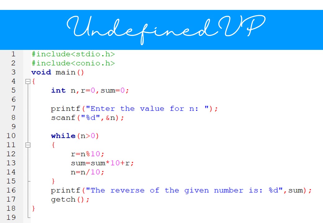 C Program to reverse the digits of an integer.