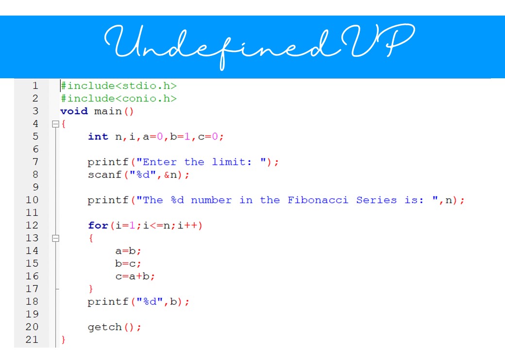 C Program for Computing nth Fibonacci numbers